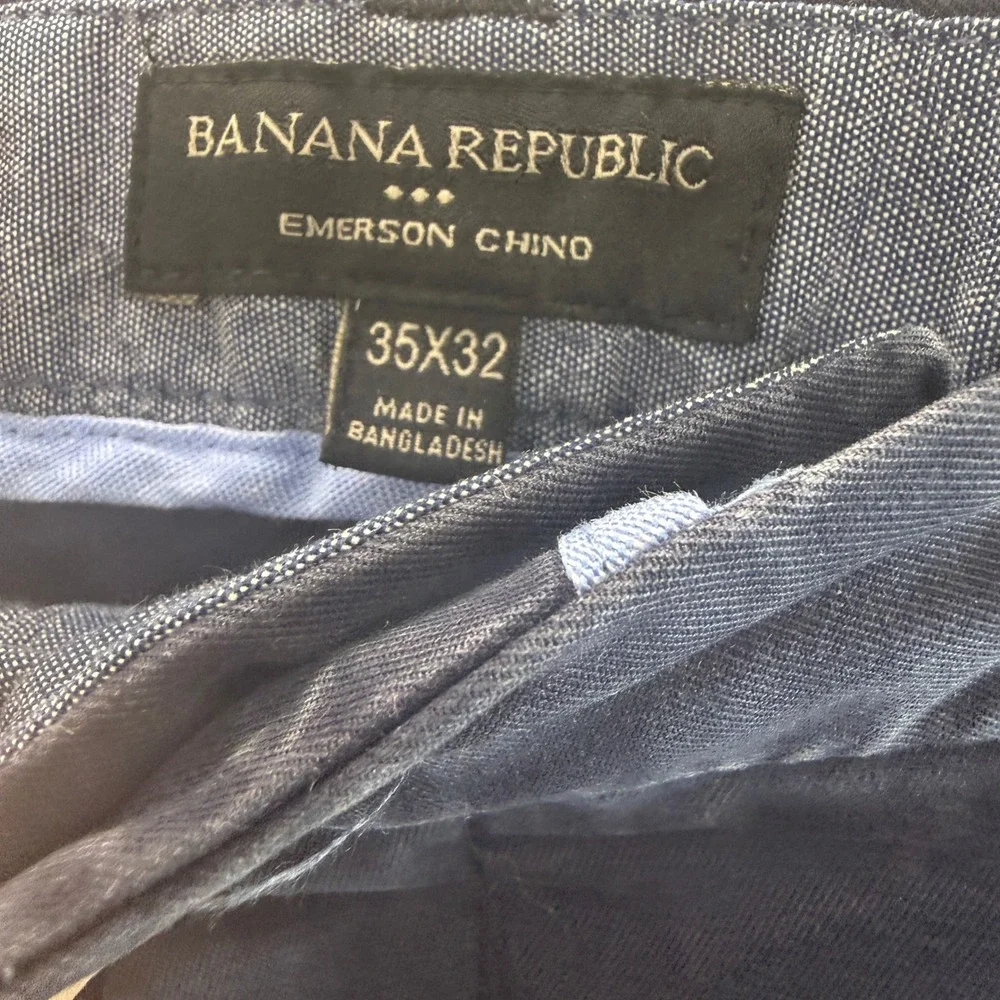 Banana Republic Emerson Chino Navy Blue Straight Leg Pants Mens 35x32